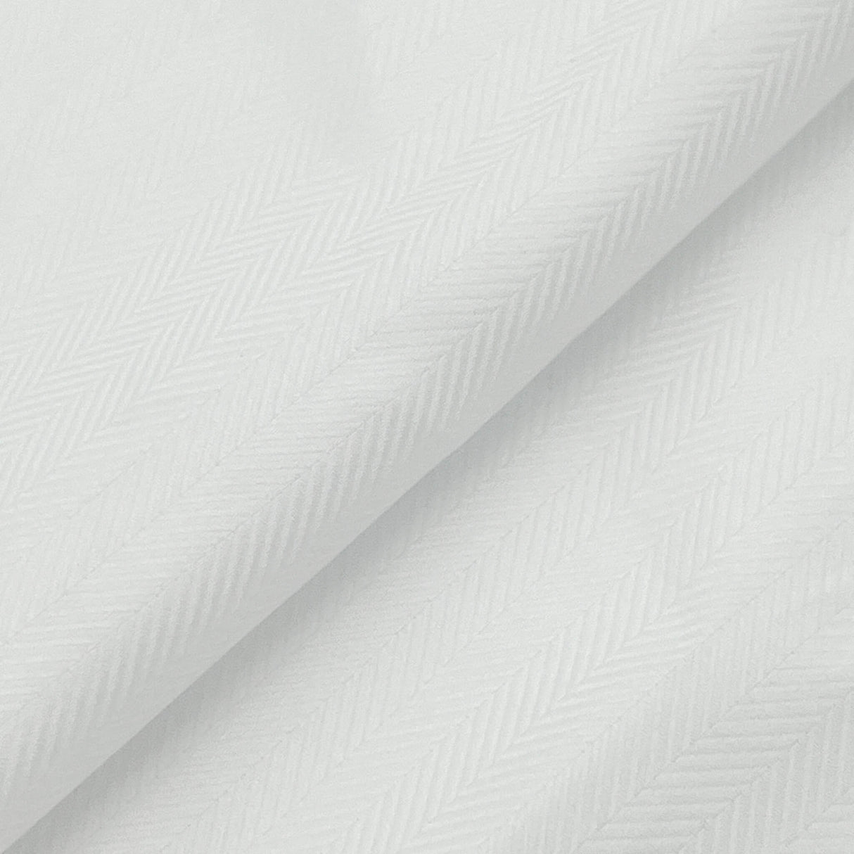 White Herringbone Cotton Shirting Fabric - White Herringbone, 60" Width (1 Yard)