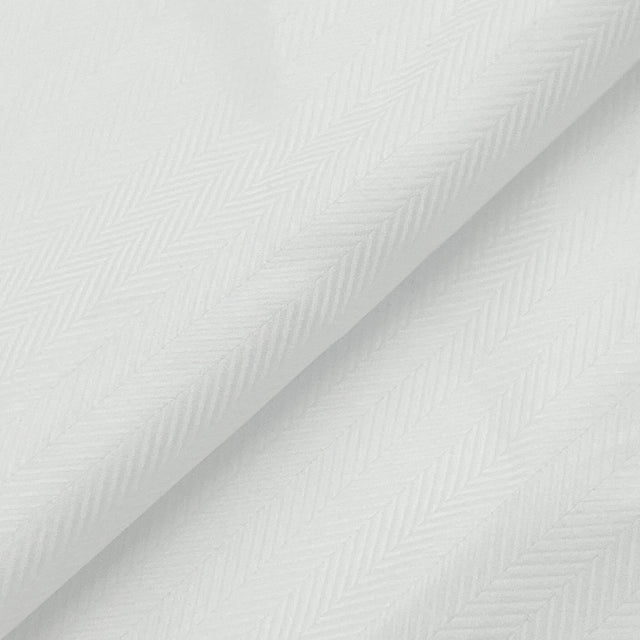 White Herringbone Cotton Shirting Fabric - White Herringbone, 60" Width (1 Yard)