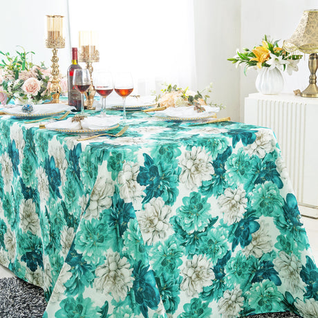 Rectangular Faux Linen Tablecloth 90x132 Peony