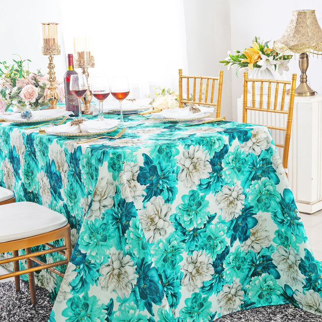 Rectangular Faux Linen Tablecloth 90x132 Peony