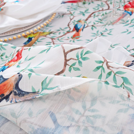 Round Faux Linen Tablecloth 120" Arboreal