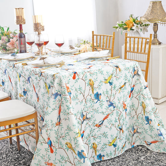 Faux Linen Rectangular Tablecloth Seamless Wrinkle-Resistant