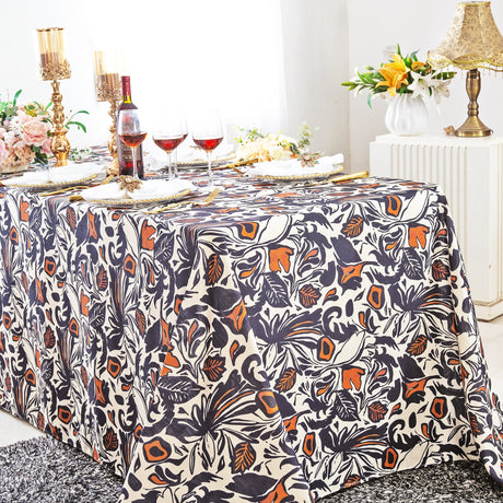 Rectangular Faux Linen Tablecloth 90x156 Burnt Sienna