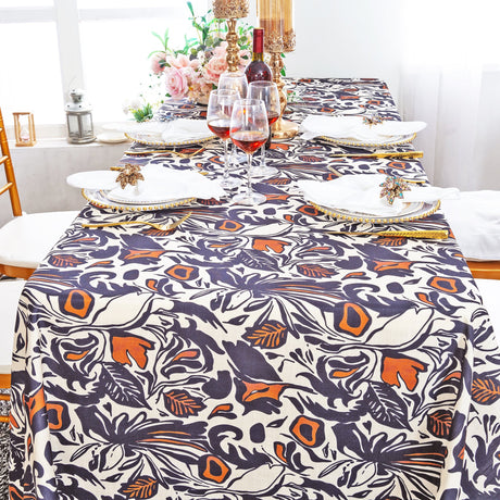 Rectangular Faux Linen Tablecloth 90x132 Burnt Sienna