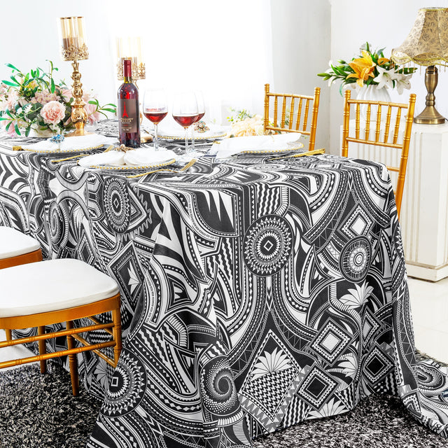 Rectangular Faux Linen Tablecloth 90x156 Fractal