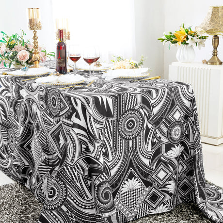Rectangular Faux Linen Tablecloth 90x156 Fractal