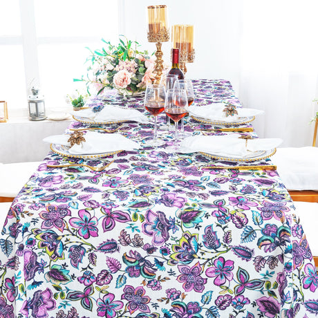 Rectangular Faux Linen Tablecloth 90x132 Italian Anemone