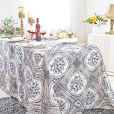 Rectangular Faux Linen Tablecloth 90x132 Baroque