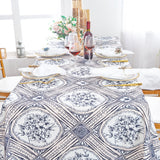 Rectangular Faux Linen Tablecloth 90x132 Baroque
