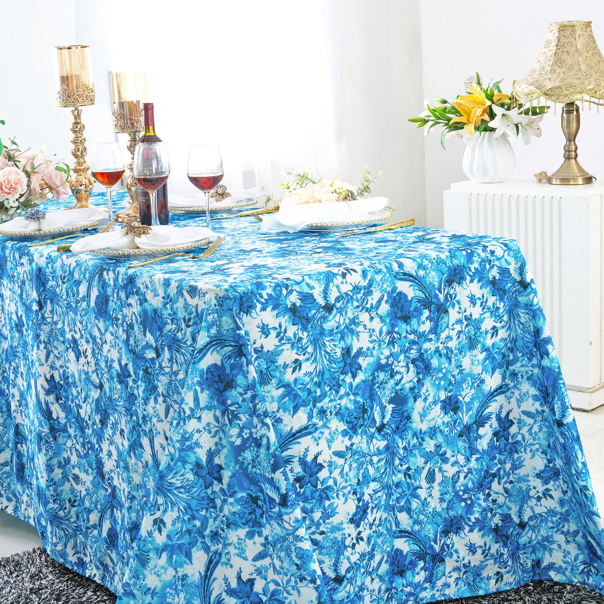 Rectangular Faux Linen Tablecloth 90x132 Jacarina