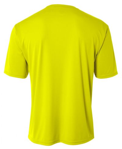 A4 NB3142 Youth Cooling Performance Crew Micro Poly Interlock Fabric - Safety Yellow, 44+ UPF, Moisture Wicking, Stain Release, Odor Resistant (4.0 Ounce)