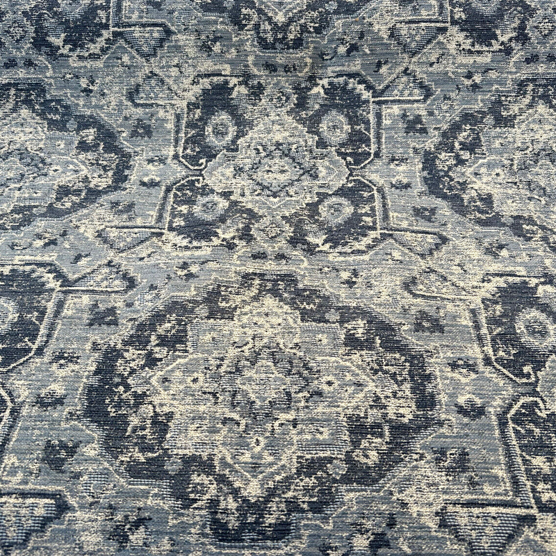 Currituck Pacific Blue Chenille Fabric - Denim Blue, Steel Grey, Ice Blue, Soft White, Navy Blue, 56" Width (1 Yard)