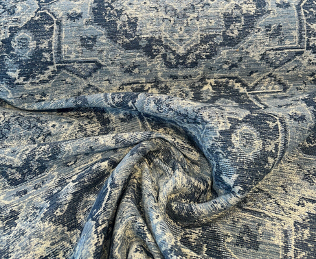 Currituck Pacific Blue Chenille Fabric - Denim Blue, Steel Grey, Ice Blue, Soft White, Navy Blue, 56" Width (1 Yard)