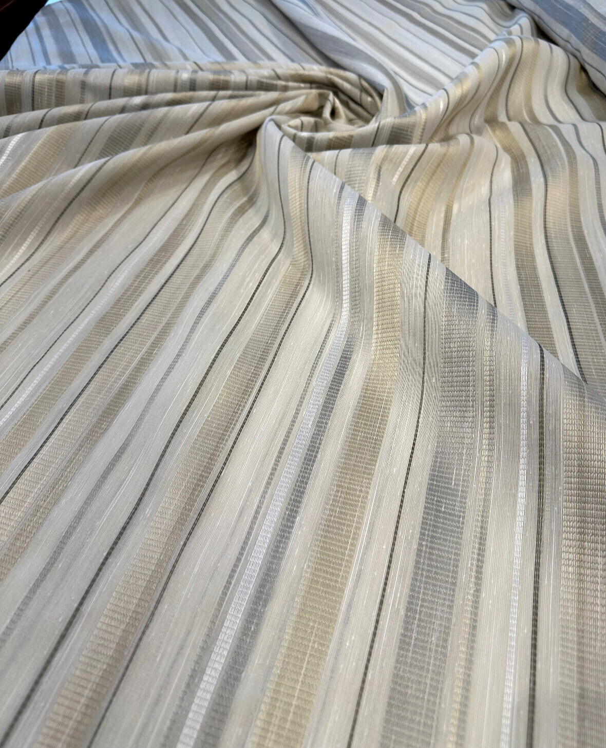 Amalfi Marble Stripe Sheer Drapery Polyester Fabric - Stripe, 126" Width (By The Yard)