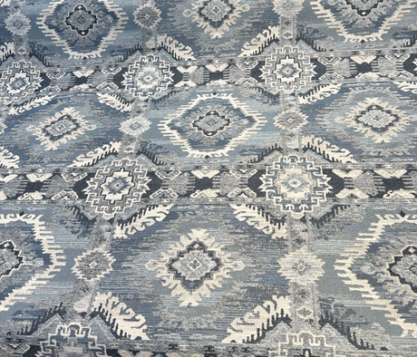 Bosa Blue Cadet Chenille Fabric - Southwest Medallion Pattern, 56" Width (1 Yard)