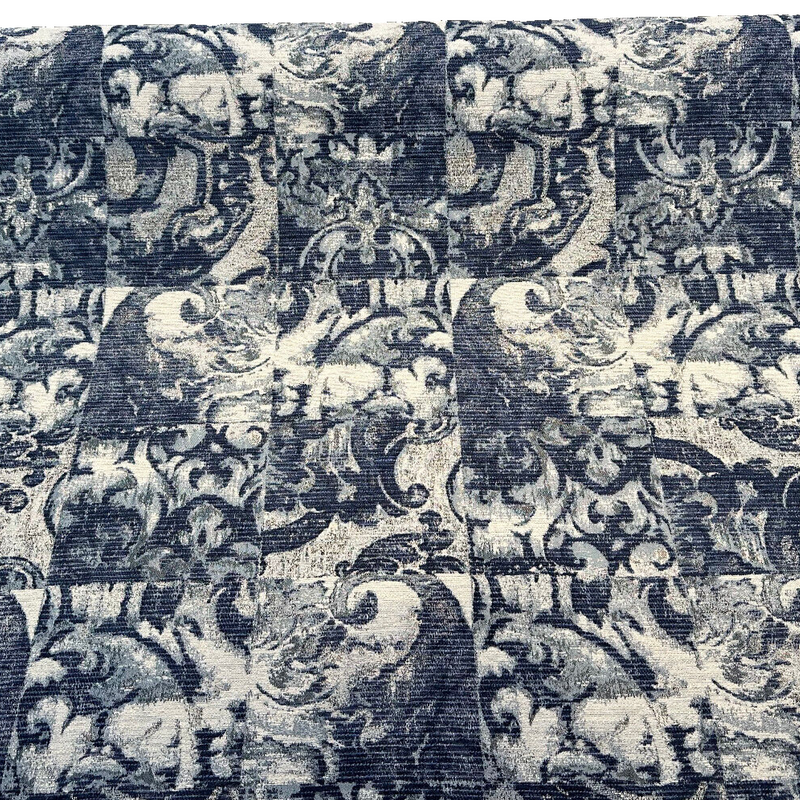 Molveno Blue Indigo Chenille Fabric - Blue Indigo, 14" Horizontal, 25" Vertical (1 Yard)