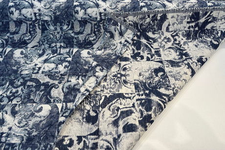 Molveno Blue Indigo Chenille Fabric - Blue Indigo, 14" Horizontal, 25" Vertical (1 Yard)