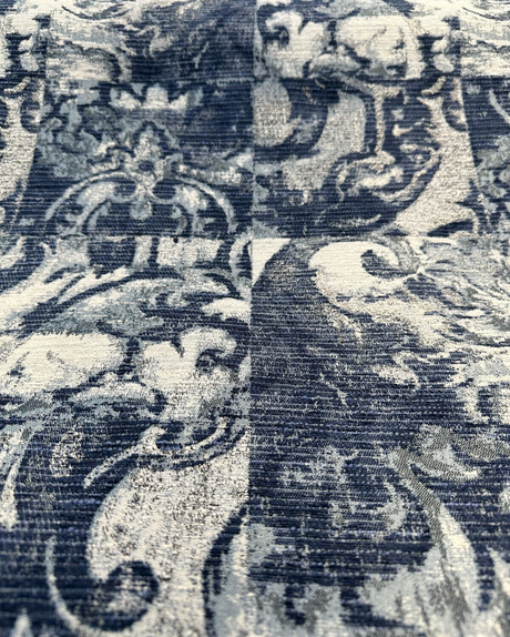 Molveno Blue Indigo Chenille Fabric - Blue Indigo, 14" Horizontal, 25" Vertical (1 Yard)