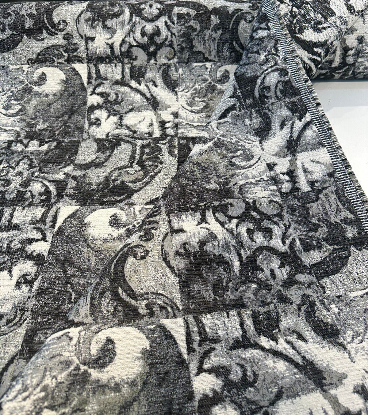 Molveno Graphite Black Chenille Fabric - Graphite Black, 14" Horizontal, 25" Vertical (1 Yard)