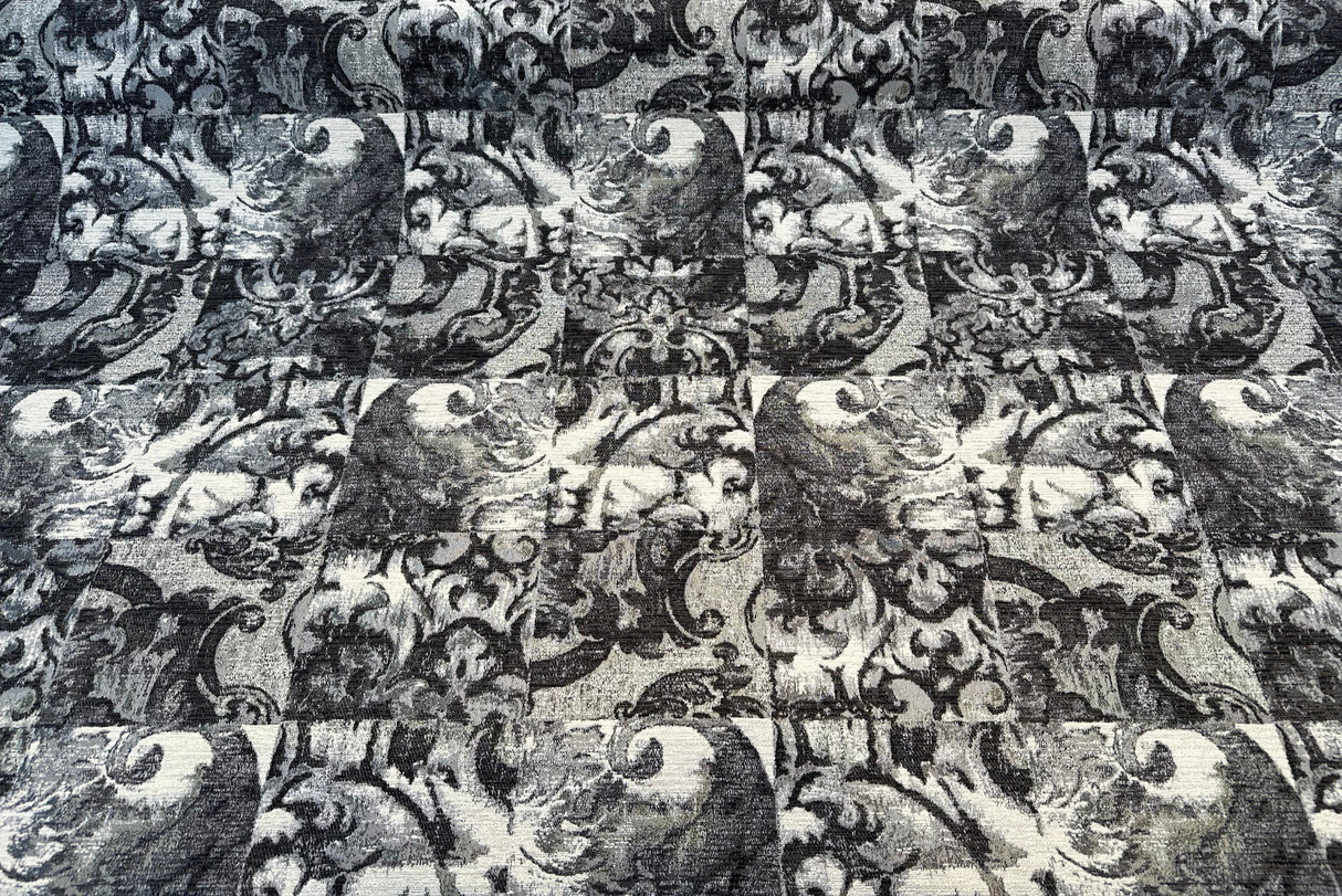 Molveno Graphite Black Chenille Fabric - Graphite Black, 14" Horizontal, 25" Vertical (1 Yard)