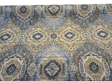 Symbology Bluestone Chenille Fabric - Bluestone, Gold, Cream, Taupe, Charcoal, 29" Horizontal Repeat, 28" Vertical Repeat (1 Yard)