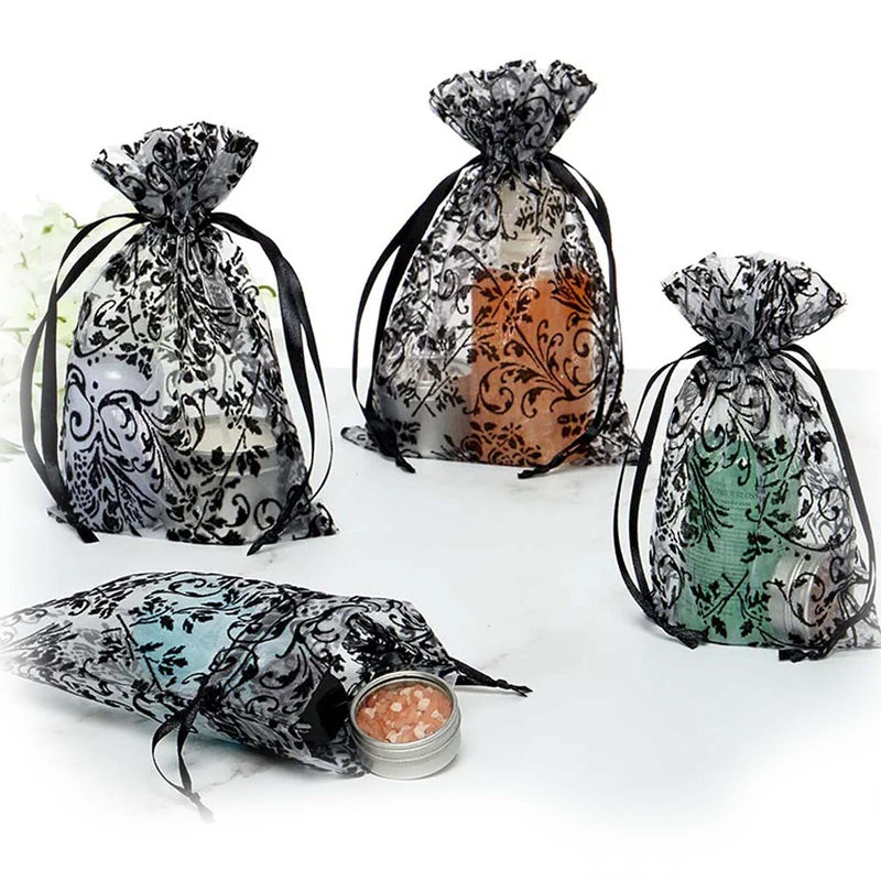 Stylish Damask Print Sheer Bags 5" x 7"