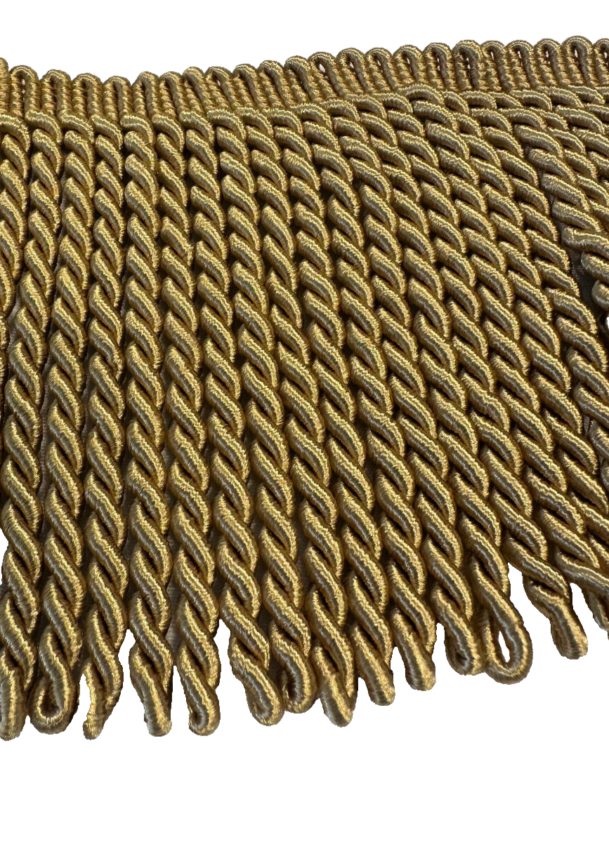 Dark Antique Gold Bullion Fringe Trim - Gold, 6" Width (1 Yard)
