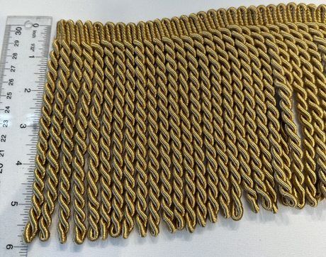 Dark Antique Gold Bullion Fringe Trim - Gold, 6" Width (1 Yard)