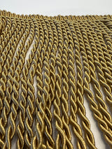 Dark Antique Gold Bullion Fringe Trim Fabric - 9" Fringe, Antique Gold, By The Yard (1 Yard)