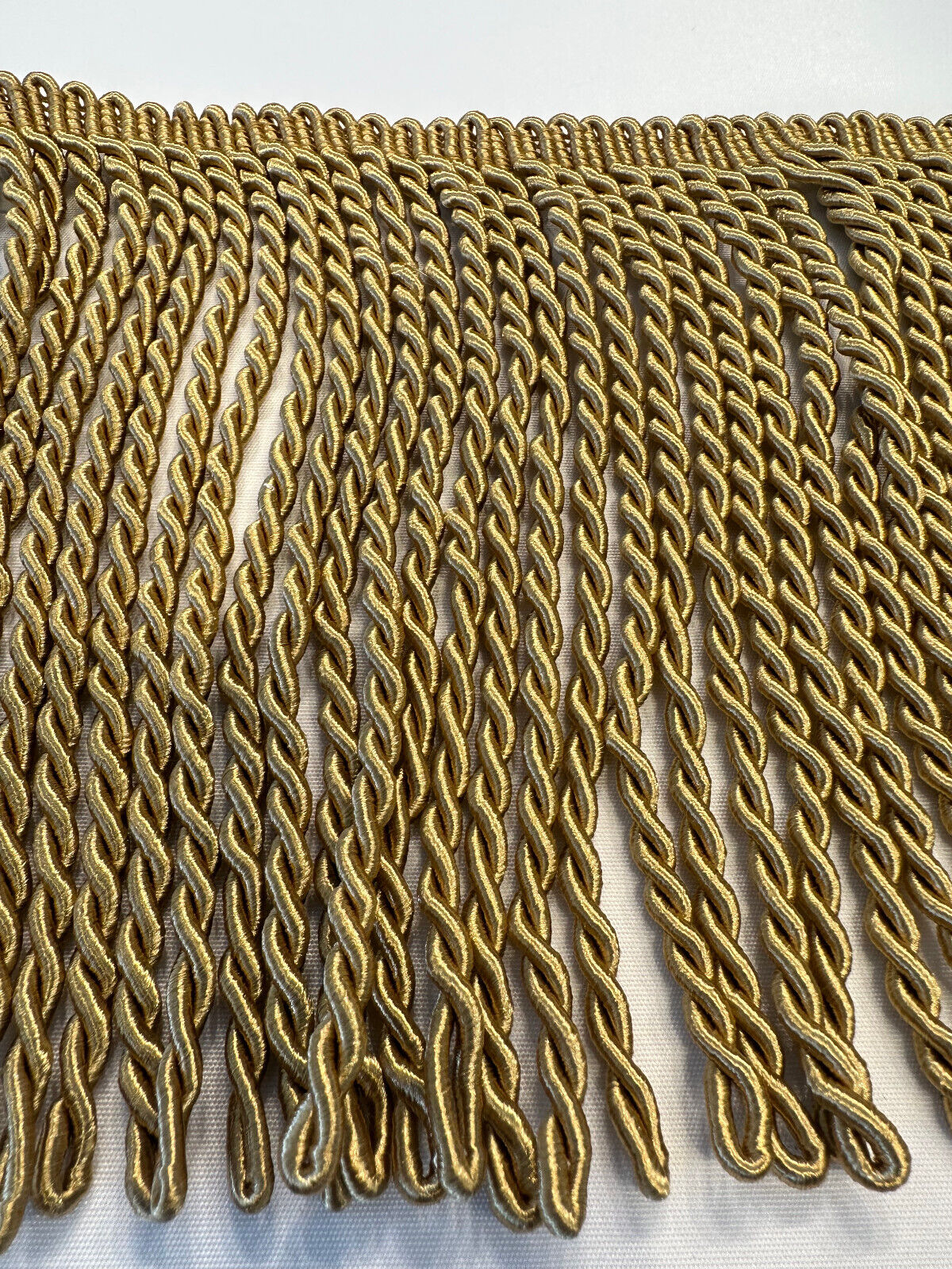 Dark Antique Gold Bullion Fringe Trim Fabric - 9" Fringe, Antique Gold, By The Yard (1 Yard)