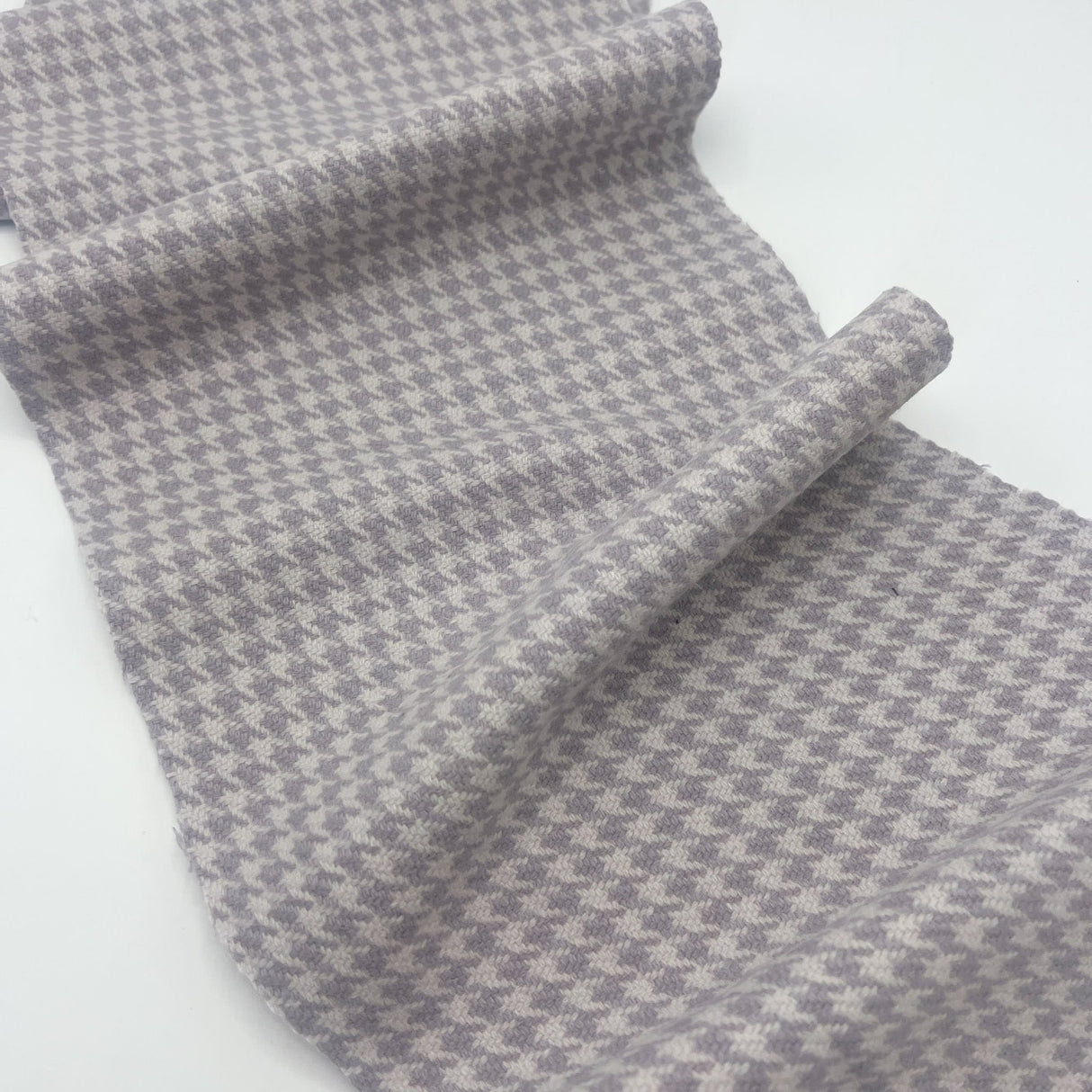 Lavender White Houndstooth Wool Tweed Fabric - Lavender/White Houndstooth, 60" Width