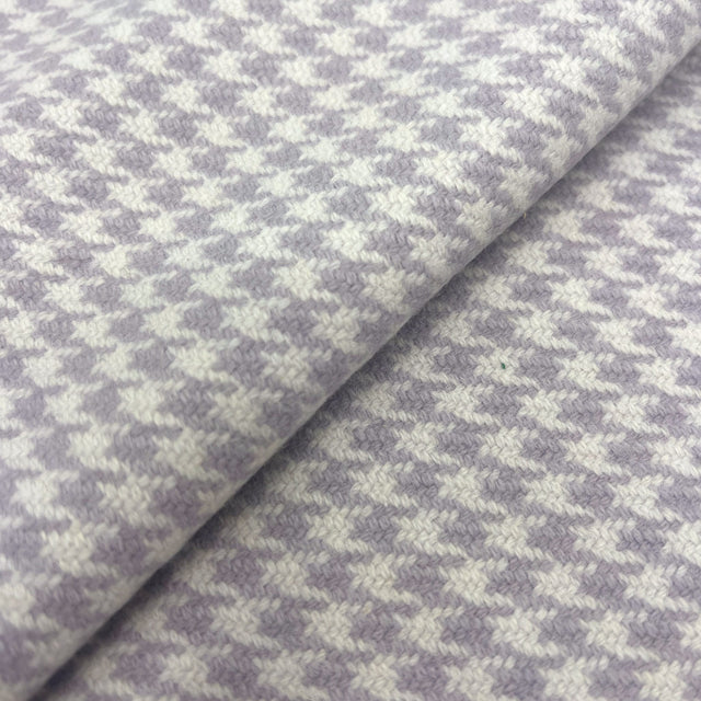 Lavender White Houndstooth Wool Tweed Fabric - Lavender/White Houndstooth, 60" Width