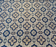 Jardins Chenille Fabric - Sapphire Blue With Gold And Ivory Geometric Diamond Pattern, 54" Width (1 Yard)