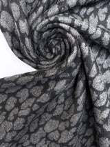 Wool Cotton Polyamide Double Weave Animal Print Gray Black