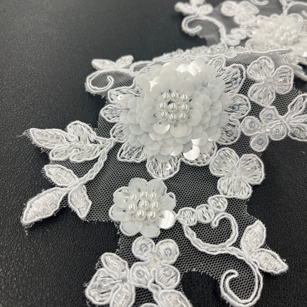 Beaded Floral Lace Applique