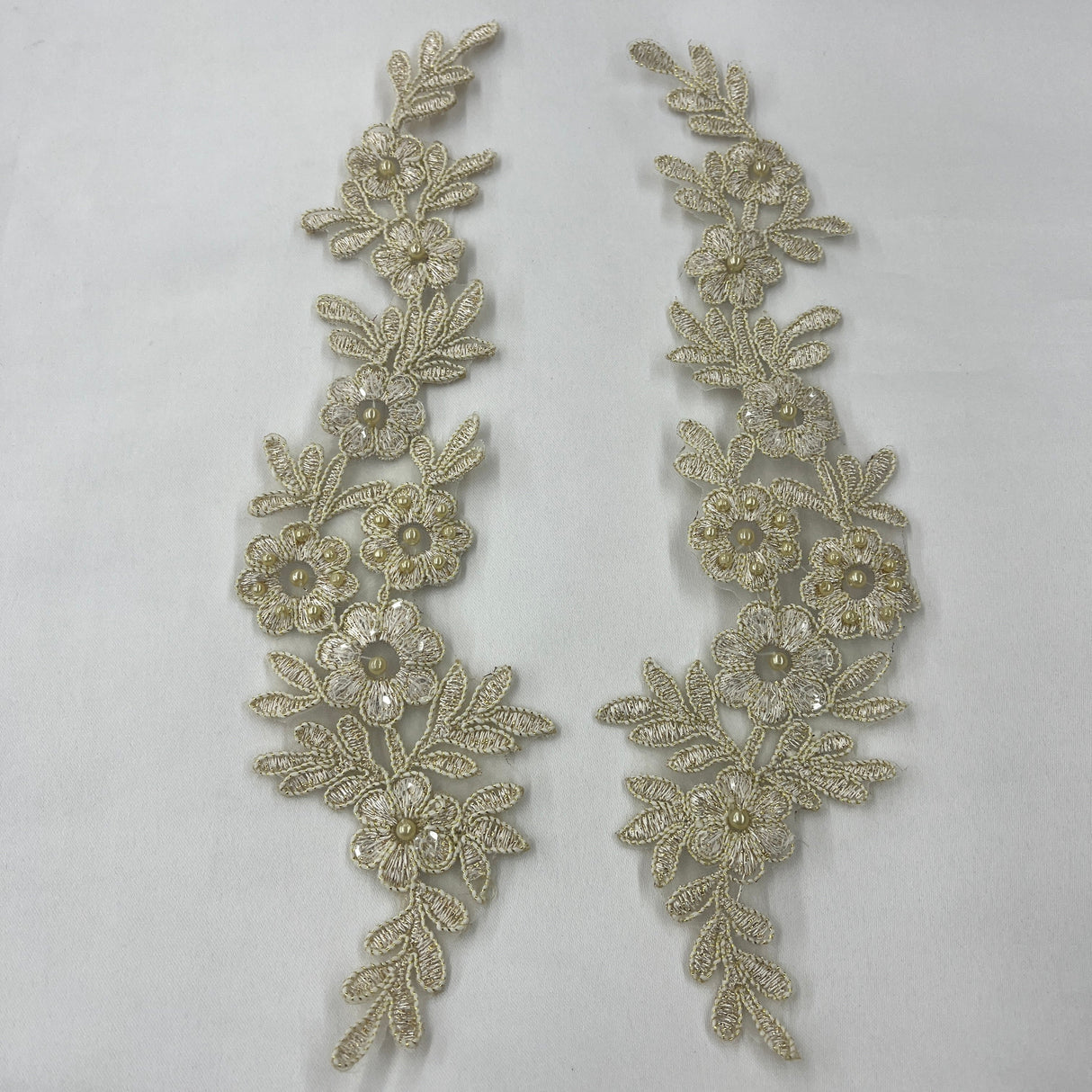 Beaded Corded Floral Lace Applique