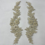 Beaded Corded Floral Lace Applique