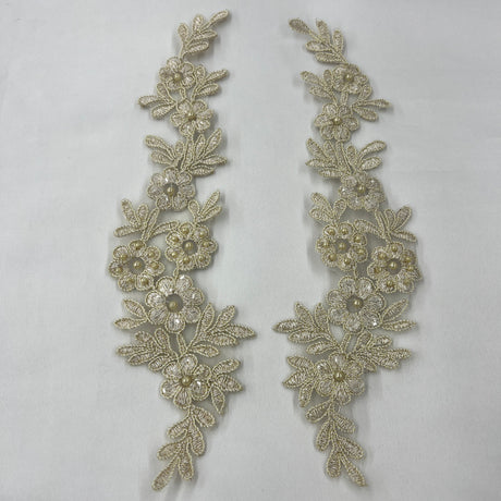 Beaded Corded Floral Lace Applique