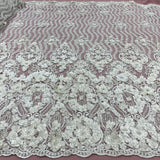Beaded 3D Floral Lace Mesh