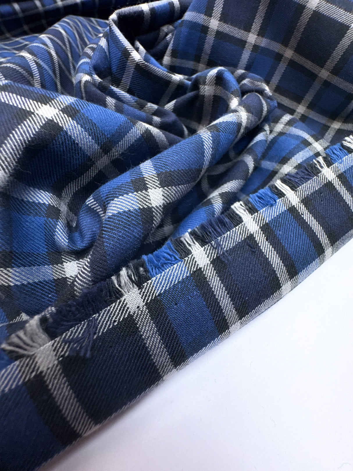 Cotton Tweed Checked Gray-Blue