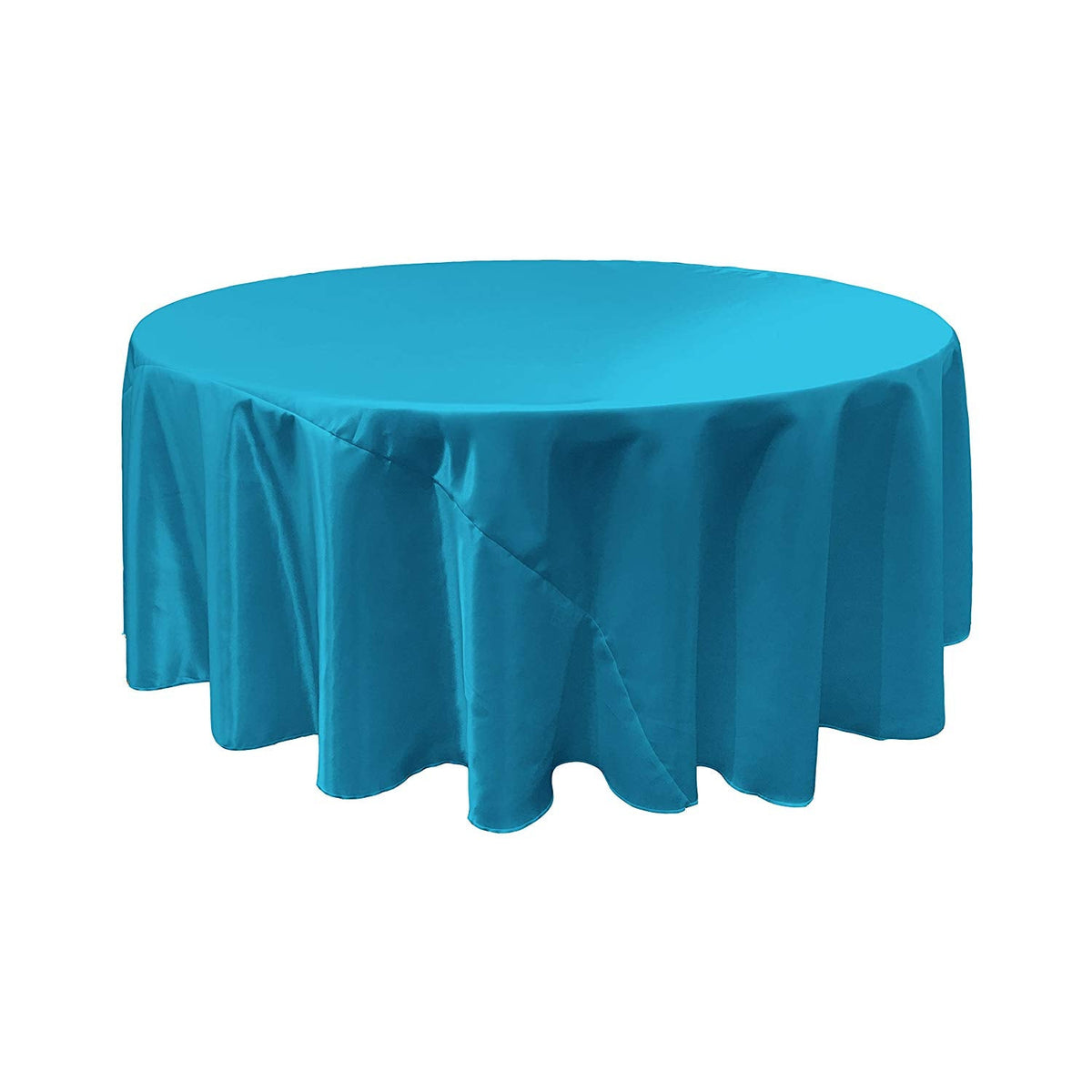 Turquoise Bridal Satin Round Tablecloth 120″