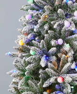 7' Slim Snow Kissed Pine Tree with 250 Multicolor LED Lights