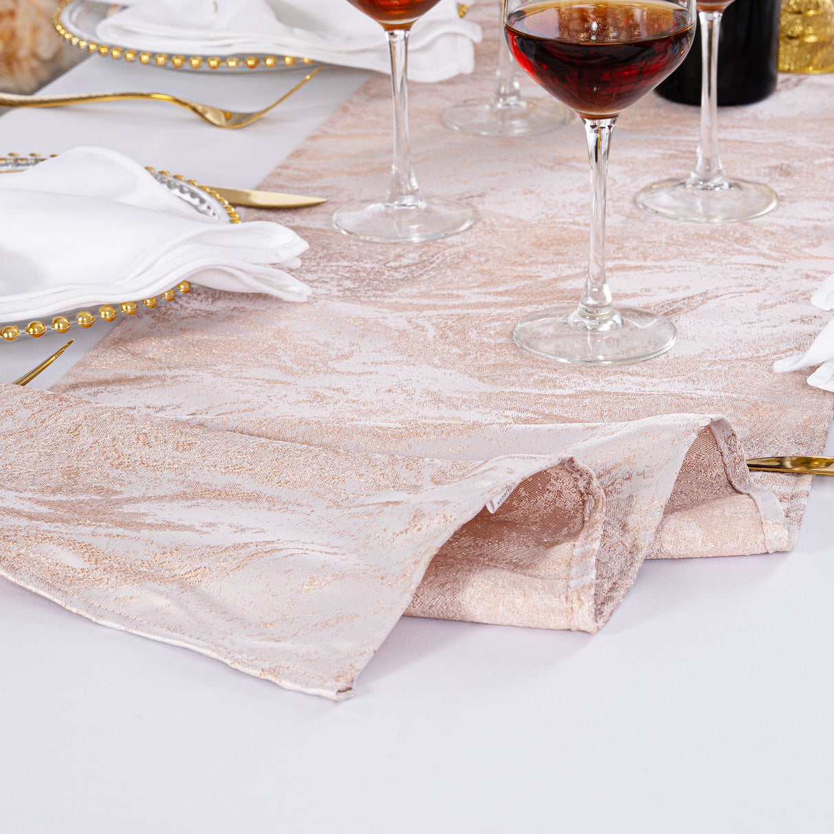 Jacquard Table Runner 13x108 Blush Pink/Rose Gold