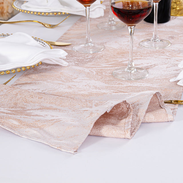 Jacquard Table Runner 13x108 Blush Pink/Rose Gold
