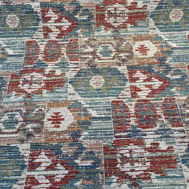 Tahoma Vintage Inspired Multi Chenille Fabric - Multi Color Distressed Medallion Floral Pattern, 54" Width (1 Yard)