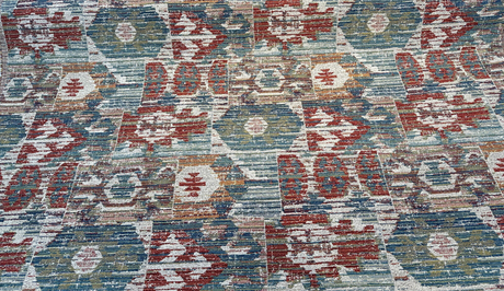 Tahoma Vintage Inspired Multi Chenille Fabric - Multi Color Distressed Medallion Floral Pattern, 54" Width (1 Yard)