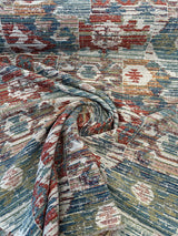 Tahoma Vintage Inspired Multi Chenille Fabric - Multi Color Distressed Medallion Floral Pattern, 54" Width (1 Yard)