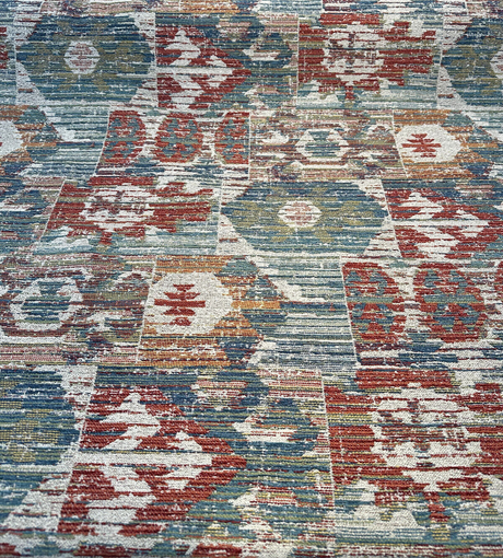 Tahoma Vintage Inspired Multi Chenille Fabric - Multi Color Distressed Medallion Floral Pattern, 54" Width (1 Yard)