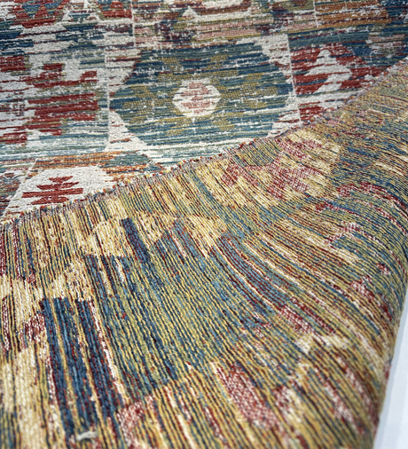 Tahoma Vintage Inspired Multi Chenille Fabric - Multi Color Distressed Medallion Floral Pattern, 54" Width (1 Yard)
