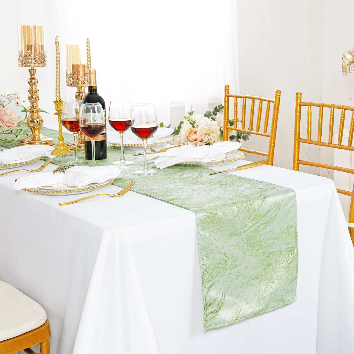 Jacquard Table Runner 13x108 Sage Green